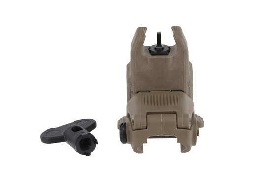 The Magpul FDE flip up front sight comes with an elevation adjustment tool